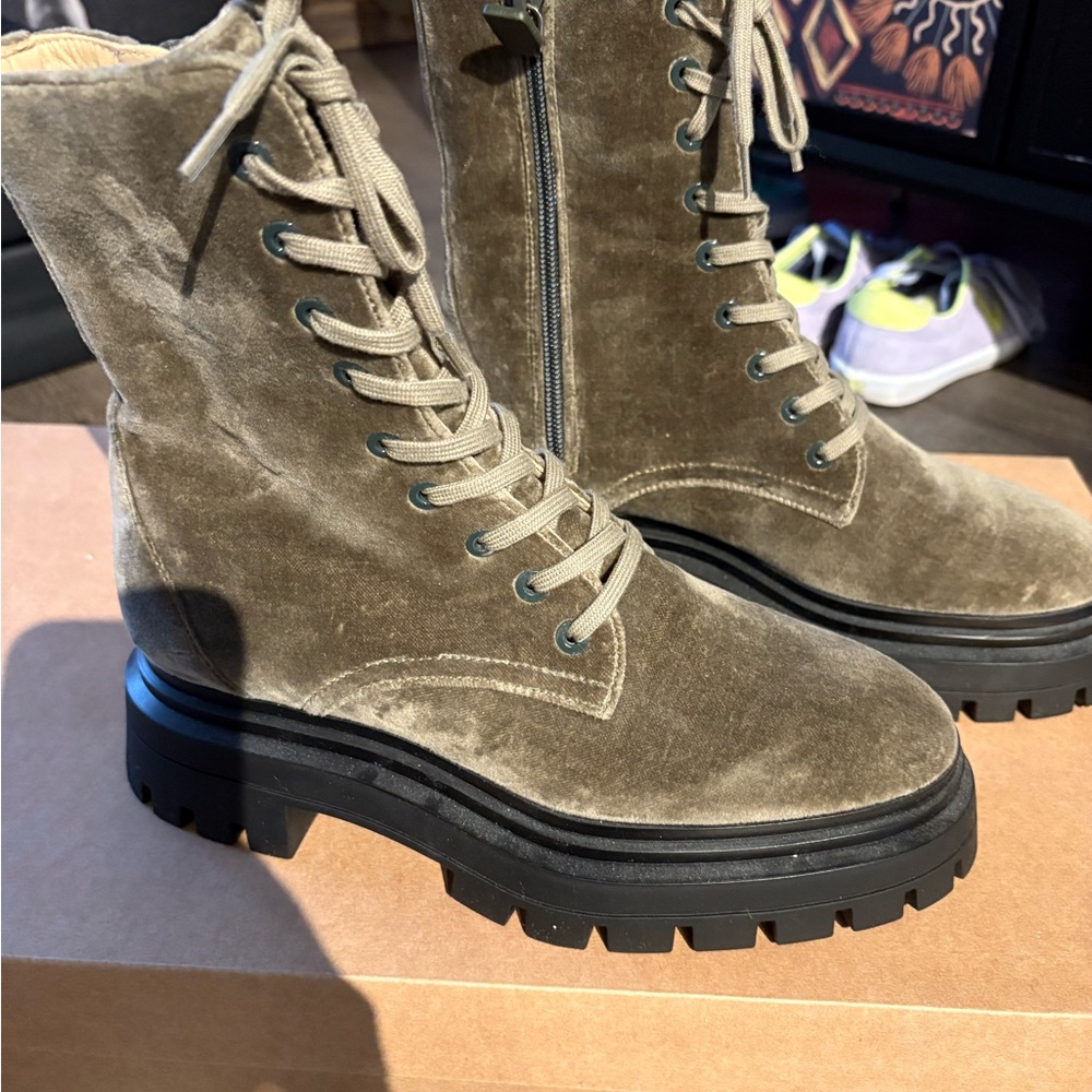 Stuart Weitzman Olive Combat Boots